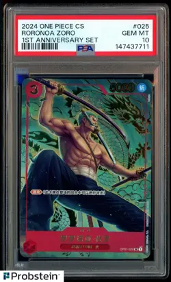 2024 One Piece Chinese 1st Anniversary Set OP01-025 Roronoa Zoro PSA 10 GEM MINT - Image 1