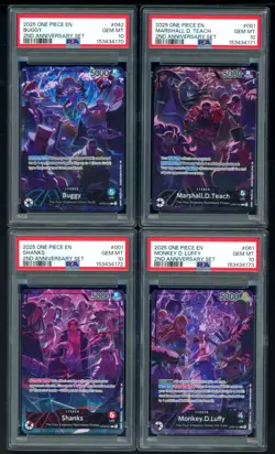 2025 One Piece EN 2nd Anniversary Sequential PSA 10 Set Luffy Shanks Teach Buggy - Image 1