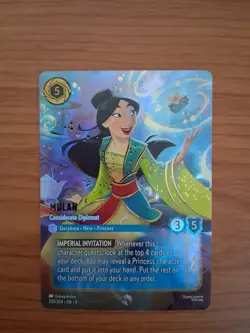 Disney Lorcana Fabled Mulan Considerate Diplomat Enchanted 235/204 Light Play - Image 2