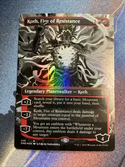 MTG Phyrexia: All Will be One: Koth, Fire of Resistance (338) Borderless Foil - Image 1