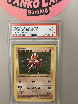 1999 1st Edition Base Set Shadowless Pokemon Hitmonchan Holo PSA 9 MINT!! - Image 1