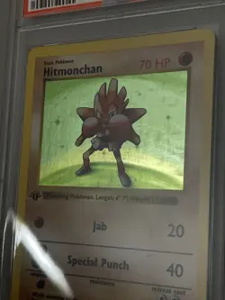 1999 1st Edition Base Set Shadowless Pokemon Hitmonchan Holo PSA 9 MINT!! - Image 2