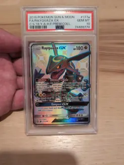 Pokemon Rayquaza GX Hidden Fates Premium Coll. Full Alt Art Promo #177a PSA 10 - Image 1