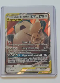 Eevee & Snorlax GX (ULTRA RARE) SM Tag Team Up 120/181 Pokemon Sun And Moon - Image 1