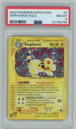 2002 Pokemon Expedition Ampharos Holo #2 E-Reader GRADED PSA 8 NM-MINT - Image 1