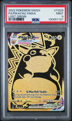 2022 POKEMON SWORD & SHIELD LOST ORIGIN #TG29 FULL ART/PIKACHU VMAX PSA 9 - Image 1