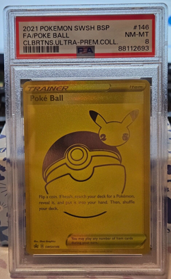 2021 Pokemon Celebrations Ultra Premium Collection FA Poke Ball SWSH146 PSA 8 - Image 1
