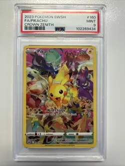 2023 Pokemon TCG Crown Zenith Pikachu #160/159 Full Art Secret Rare PSA 9 - Image 1
