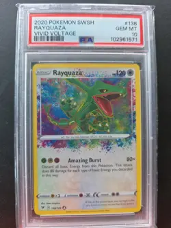 Pokemon Rayquaza 138/185 SWSH Vivid Voltage Amazing Rare Holo PSA 10 - Image 1