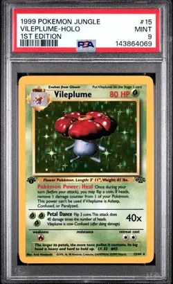 POKEMON VILEPLUME 1999 JUNGLE #15 HOLO 1ST EDITION PSA 9 - Image 1