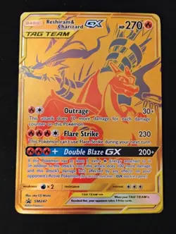 Pokemon Reshiram & Charizard GX SM247 Nm Holo Card - Image 1