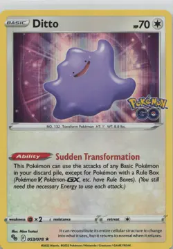 Ditto 053/078 Holo Rare Pokemon GO Pokemon Near Mint - Image 1