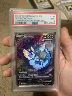 POKEMON SWSH BLACK STAR PROMO #181 FULL ART/VAPOREON V 2021 PSA 9 - Image 1