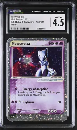 CGC 4.5 Mewtwo EX 101/109 Holo EX Ruby & Sapphire Pokemon Card - Image 1