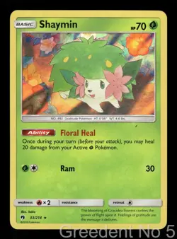 Shaymin 33/214 Holo Rare Lost Thunder Pokemon Holo Lightly Played - Image 1