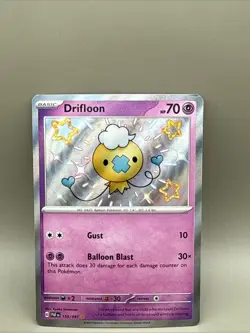 Pokemon TCG Drifloon 155/091 Baby Shiny Holo Rare Paldean Fates NM - Image 1