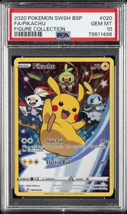 2020 POKEMON SWSH BLACK STAR PROMO FIGURE COLLECTION FULL ART/PIKACHU PSA 10 - Image 1