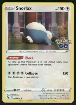 2022 Snorlax 055/078 Holo Rare Holo NM Pokemon GO Pokemon - Image 1