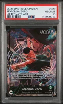 2025 One Piece - Roronoa Zoro (Alt Art) OP12-020 Legacy of the Master - PSA 10 - Image 1