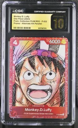 CGC 10 Monkey D. Luffy P-022 Alternate Art Parallel One Piece Pristine - Image 1