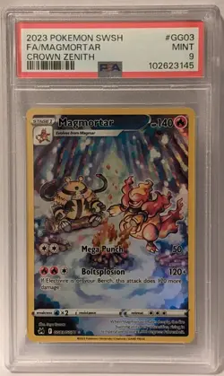 PSA 9 Pokemon Magmortar GG03 Full Art Holo Crown Zenith Galarian Gallery EN - Image 1