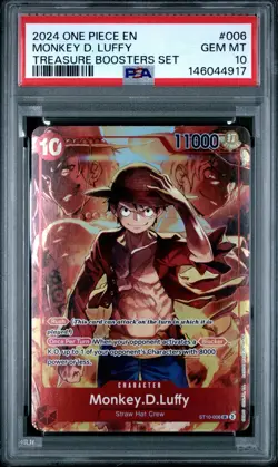 One Piece Monkey D. Luffy ST10-006 Treasure Booster Set Promo PSA 10 - Image 1