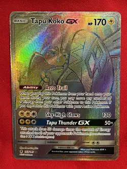 Tapu Koko GX Rainbow Secret Rare 153/145 NM Guardians Rising Pokemon Card - Image 2