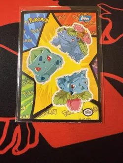 Topps Pokemon Sticker Card - Bulbasaur, Ivysaur, Venusaur - Blue Logo - Image 1