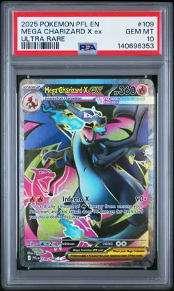 2025 POKEMON PFL EN-PHANTASMAL FLAMES ULTRA RARE #109 MEGA CHARIZARD X EX PSA 10 - Image 1