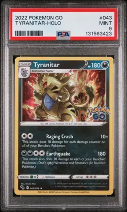 2022 POKEMON GO #043 TYRANITAR-HOLO PSA 9 - Image 1