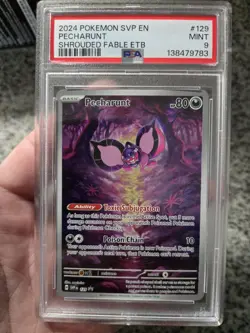 2024 Pokemon Svp En-Sv Black Star Promo #129 Pecharunt Shrouded Fable Etb PSA 9 - Image 1