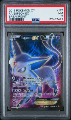2016 POKEMON XY BREAKPOINT ESPEON EX #117 FULL ART PSA 7 NM #112482421 - Image 1