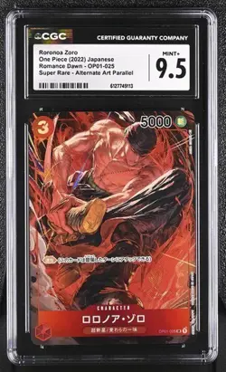 2022 ONE PIECE ROMANCE DAWN #OP01-025 RORONOA ZORO Alt Art CGC 9.5 Japanese - Image 1