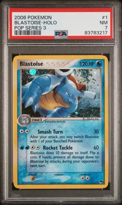 2006 Pokemon TCG POP Series 3 Blastoise Holo #1/17 PSA 7 NM (RARE LOW POP) - Image 1