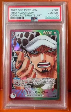 PSA 10 Trafalger D. Water Law OP01-002 L ROMANCE DAWN - ONE PIECE Card Game - Image 1