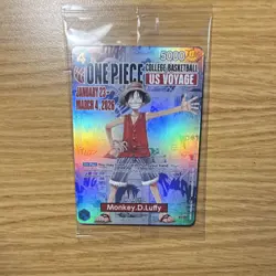 Bandai One Piece Card Game Monkey.D.Luffy Basketball Promo Holo US Voyage - Image 1