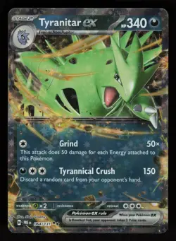 2025 Pokemon Prismatic Evolution - TYRANITAR ex - Holo Rare Card #64/131 - Image 1