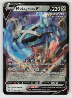 2021 Pokemon Chilling Reign METAGROSS V - Holo Rare Card #112/198 - Image 1