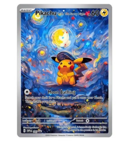 Pikachu Poncho Starry Night Van Gogh Beautiful Moon Star Trade Card Fan Artwork - Image 3