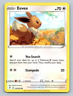 Eevee Common SWSH07: Evolving Skies #125/203 TCG Pokemon Card NM - Image 1