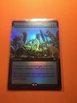 MTG Magic The Gathering Preposterous Proportions Foil FDN Rare Ex Art Green - Image 1