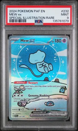 2024 POKEMON PAF EN-PALDEAN FATES SPECIAL ILLUSTRATION RARE #232 MEW EX PSA 9 - Image 1