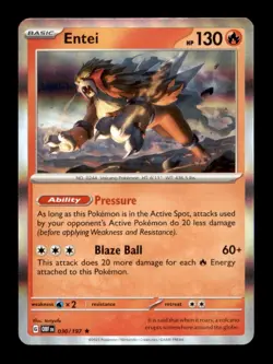 SV03: Obsidian Flames Pokemon TCG Entei Rare Holo - Image 1