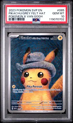 2023 POKEMON SVP EN-SV BLACK STAR PROMO #085 PIKACHU WITH GREY FELT HAT PSA 10 - Image 1