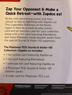 Pokemon TCG: Zapdos EX Collection Box 151 Zapdos Promo Scarlet & Violet SEALED - Image 5