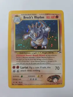 Brock's Rhydon 2/132 Swirl Gym Heroes Holo Unlimited Rare Pokemon TCG LP - Image 1