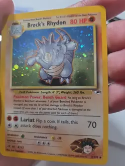 Brock's Rhydon 2/132 Swirl Gym Heroes Holo Unlimited Rare Pokemon TCG LP - Image 3