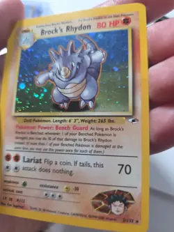 Brock's Rhydon 2/132 Swirl Gym Heroes Holo Unlimited Rare Pokemon TCG LP - Image 4