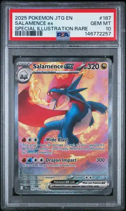 2025 POKEMON JTG EN-JOURNEY TOGETHER #187 SALAMENCE EX PSA 10 - Image 1