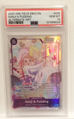 2025 ONE PIECE EB02 SANJI & PUDDING ALTERNATE ART #035 PSA 10 ANIME 25TH COLL EN - Image 3